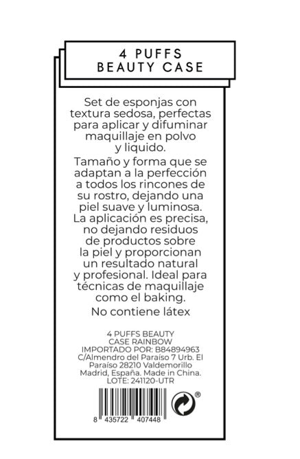 4 Puffs Beauty Case Rainbow Esponjas de Maquillaje
