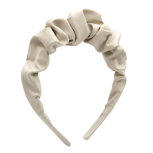 Oh My Hair Diadema Fruncida Cuero Crema
