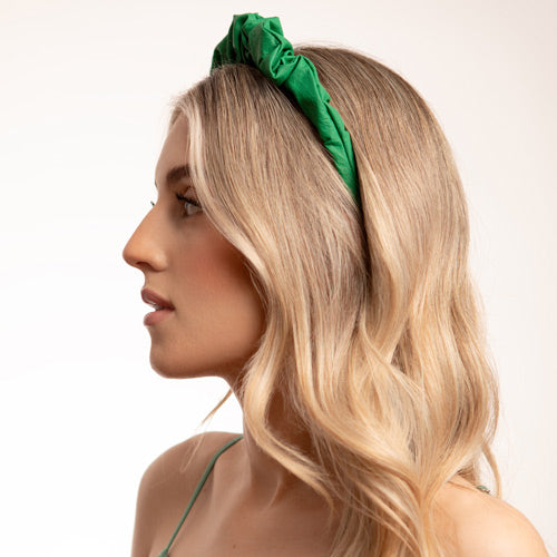 Oh My Hair Diadema Fruncida Cuero Esmeralda