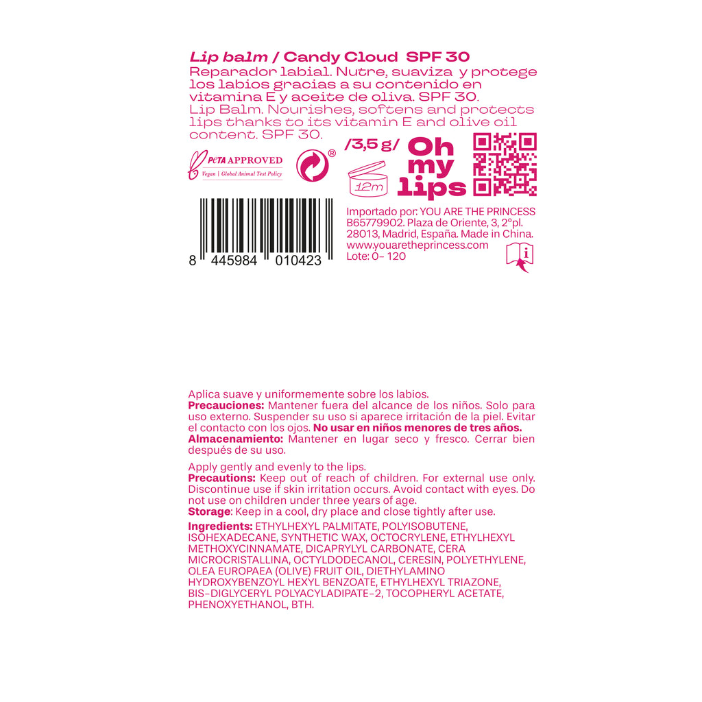 Oh My Lips Candy Cloud SPF30 Lip Balm Bálsamo Labial