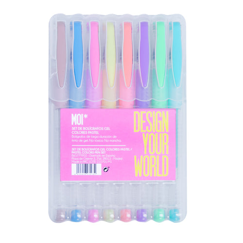 Set 8 Bolígrafos Gel de Colores Pastel