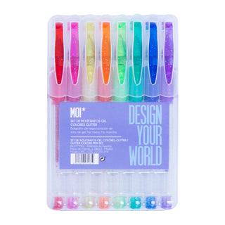 Set 8 Bolígrafos Gel con Purpurina