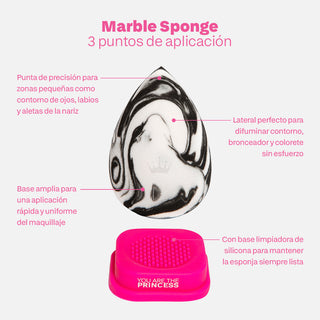 Must Have Marble Sponge Esponja de Maquillaje con Soporte Limpiador