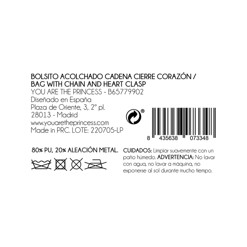 Little Princess Bolsito Acolchado Cierre Corazón