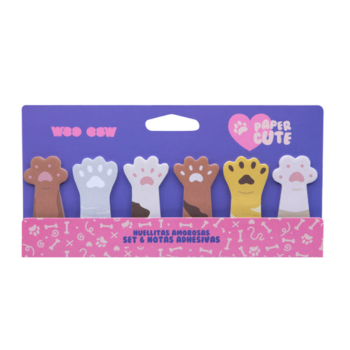 Set 6 Notas Huellitas Adhesivas