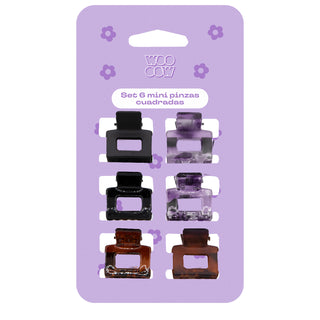 Set 6 Mini Pinzas Cuadradas