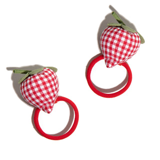 Set 2 Gomas de Pelo Fresa Acolchada Gingham