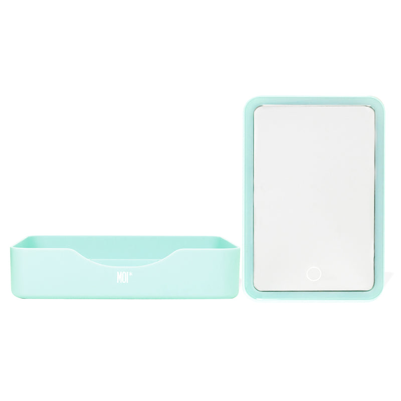 ESPEJO RECTANGULAR CON LUZ LED Y BASE ORGANIZADORA