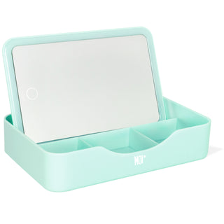 ESPEJO RECTANGULAR CON LUZ LED Y BASE ORGANIZADORA