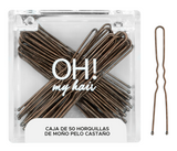 Oh My Hair Caja 50 Horquillas de Moño Pelo Castaño