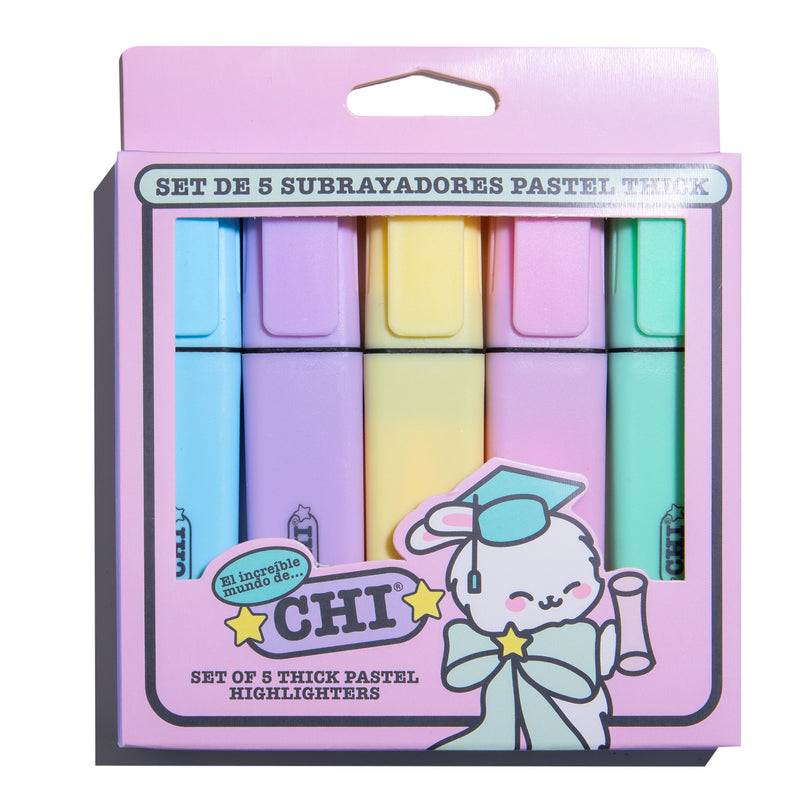 Chi Set de 5 Subrayadores Pastel Thick