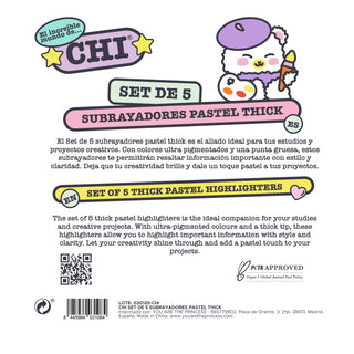 Chi Set de 5 Subrayadores Pastel Thick