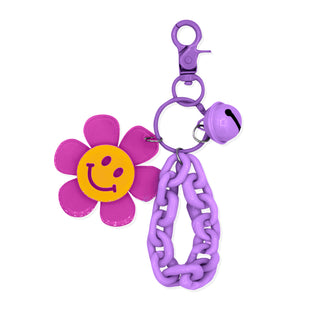 Llavero Flor Smiley y Cascabel