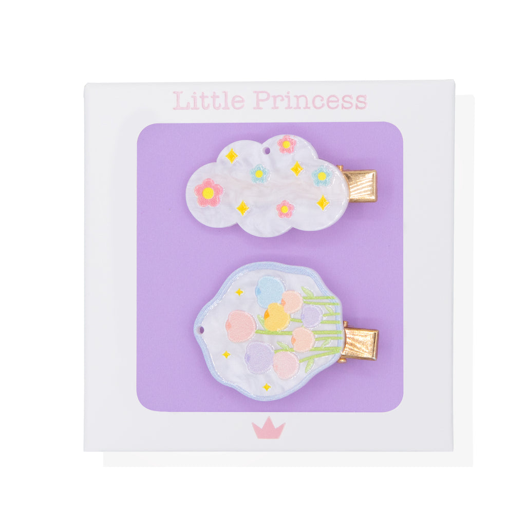 Little Princess Set 2 Clips Nube y Flores