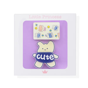 Little Princess Set 2 Clips Osito Cute Azul