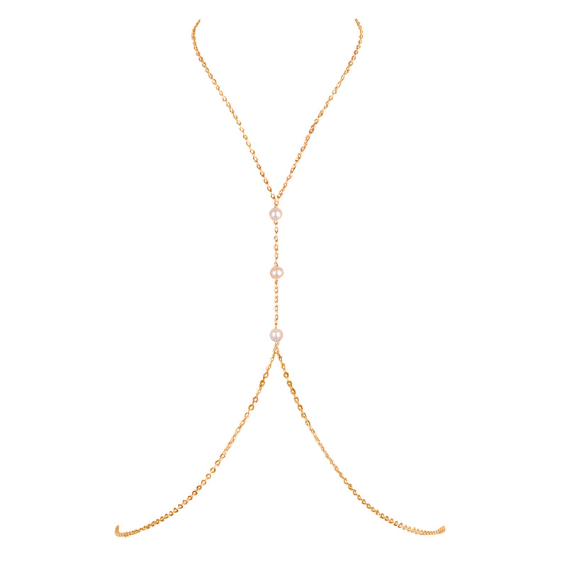 OOOH! Cadena Corporal Eslabones y Perlas Dorada