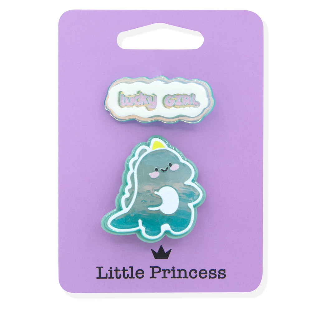 Little Princess Set 2 Clips Dinosaurio